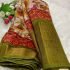 Kalamkari Printed with Gold Zari Border Powder Pink