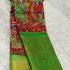 Kalamkari Printed with Gold Zari Border Red