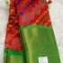 Kalamkari Printed with Gold Zari Border Red