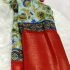 Kalamkari Printed with Gold Zari Border Sea Blue