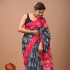 Mul Mul Soft Cotton Saree Grey with Pinkish Red