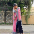 Mul Mul Soft Cotton Saree Pink with Black