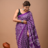 Mul Mul Soft Cotton Saree Purple with White