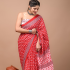 Mul Mul Soft Cotton Saree Red with White