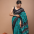 Mul Mul Soft Cotton Saree Turquoise Blue with Black
