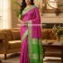 Kalyani Cotton Saree Majenta Pink with Green