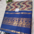 Printed Kalyani Cotton Saree Cream with Zig Zag Pattern with Blue