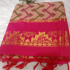 Printed Kalyani Cotton Saree Multicolor Zig Zag Pattern Pink with Grey