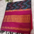 Printed Kalyani Cotton Saree Navy Blue Zig Zag with Pink