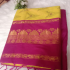 Printed Kalyani Cotton Saree Yellow with Pink