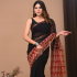 Printed Kota Doriya Sarees with Blouse Black with Red with Gold Zari