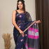 Printed Kota Doriya Sarees with Blouse Blue with Pink Tie n Dye with Gold Zari