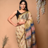 Printed Kota Doriya Sarees with Blouse Cream with Greyish Blue