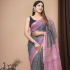 Printed Kota Doriya Sarees with Blouse Grey with Pink