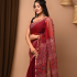 Printed Kota Doriya Sarees with Blouse Red with Gold Zari