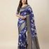 Digital Dola Floral Printed Sarees Purple