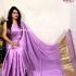 Handloom cotton saree with gold zari - purple