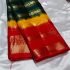 Dola Silk Saree with Multicolor with Gold Zari Lines with Contrast Border
