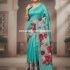 Tussar sequine saree with digital printed floral design border