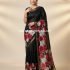 Tussar sequine saree with digital printed floral design border