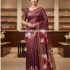 Tussar sequine saree with digital printed floral design border